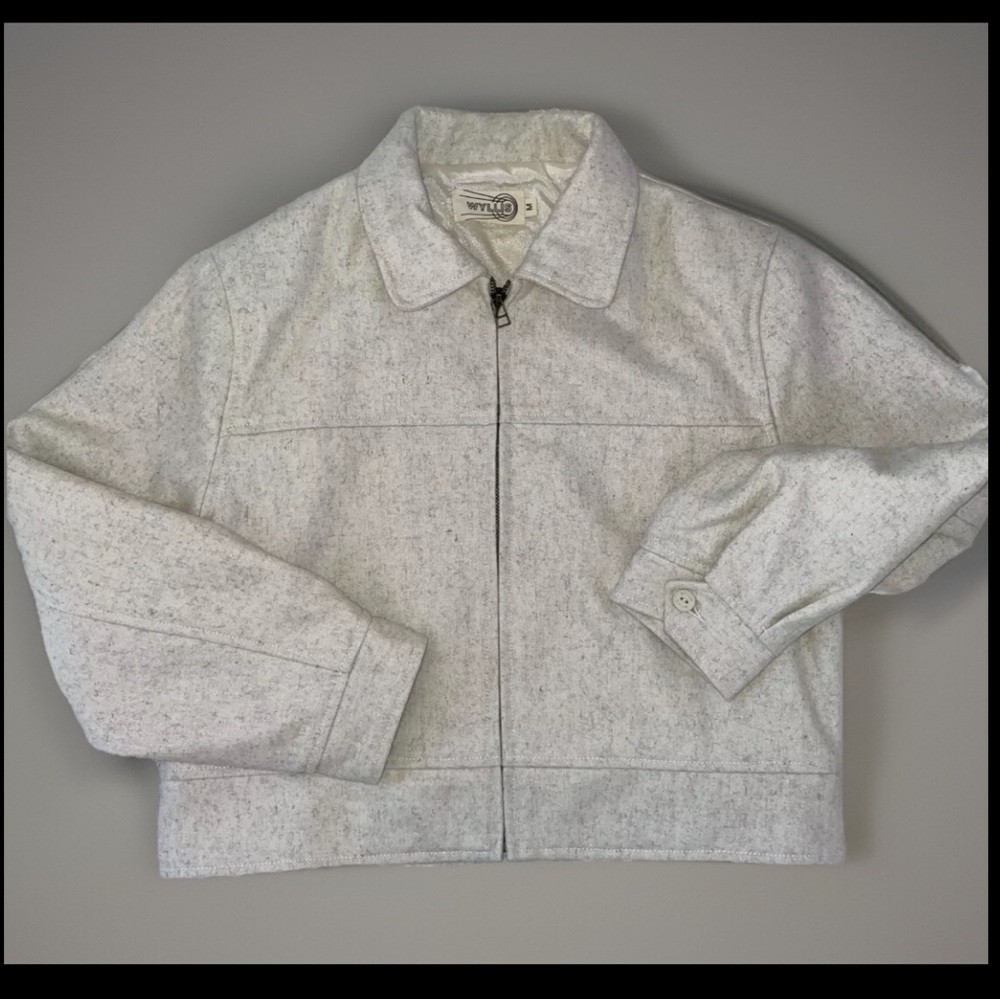 Rare WYLLIS Clothing Heathered Cream Cropped Wool Zanzi Pilot Jacket MEDIUM